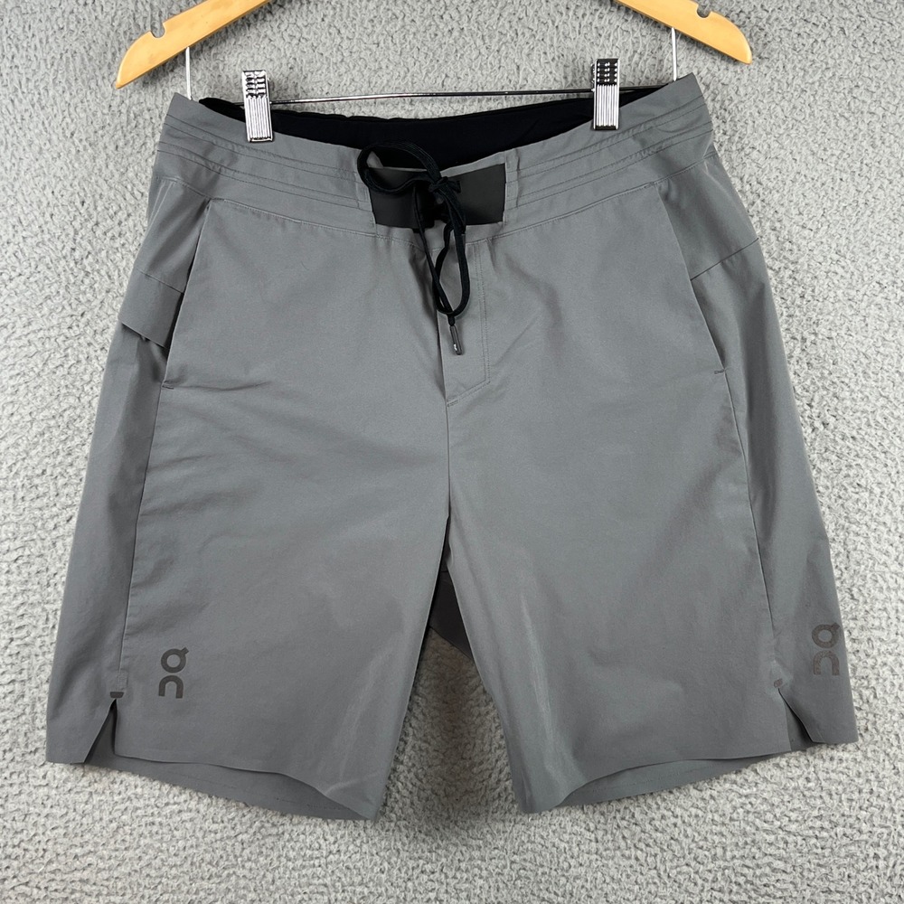 On Running Hybrid Shorts Mens Medium Grey Black 2-in-1 Running Training Shorts